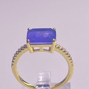 PURPLE FLUORITE CENTER STONE set  STERLING SILVER & 14K GOLD